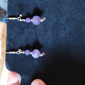 Sterling raw amethyst earrings